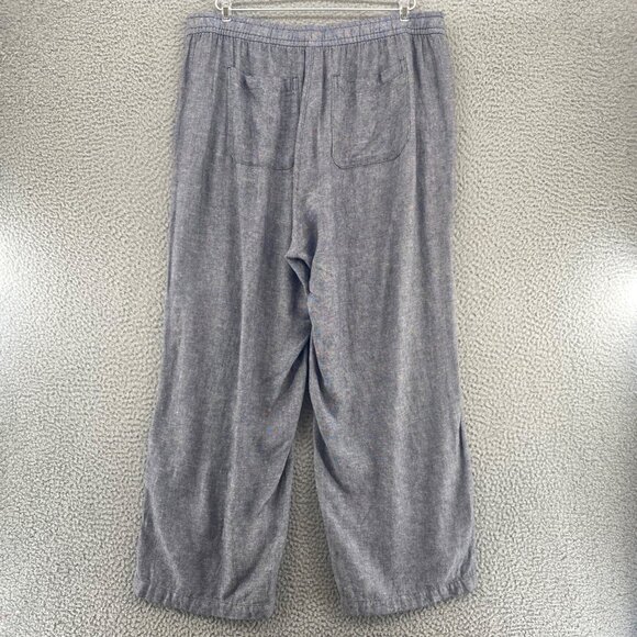 Old Navy Pants Womens Large Navy Linen Blend Pull On Wide Leg Pockets Everyday - Picture 3 of 13